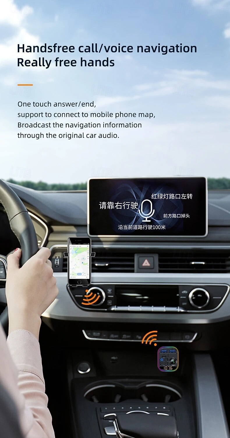 2025年 ワイヤレス Bluetooth カーアダプター Bluetooth 5.3 FM トランスミッター 補助ラジオ受信機 MP3 プレーヤー ハンズフリー通話 タイプ C USB カーチャージャー  コレクション – $16.99 –P10