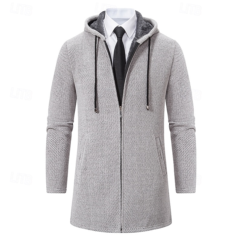 Herren Weihnachtspullover Strickjacke Grobstricken Stricken Standard Zip Tasche Feste Farbe Kapuzenpullover Strickware Elegant Heim Arbeit Bekleidung Bischof Frühling Herbst Schwarz Rote M L XL 2025 - $37.99 –P6