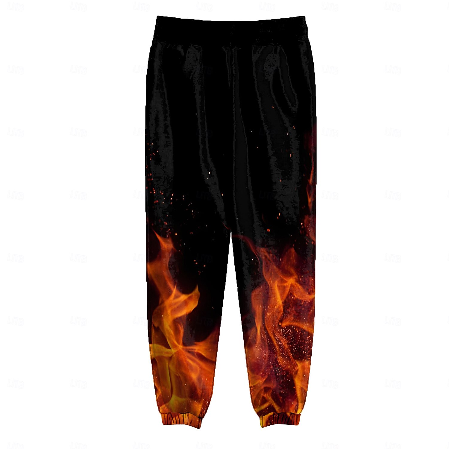 Homens Labareda Calças de moletom de lã Cintura elástica com cordão Moda Escuro Ao ar livre Férias Rua Bolsos Térmica Inverno Impressão 3D Preto de 2025 por $41.99 –P4