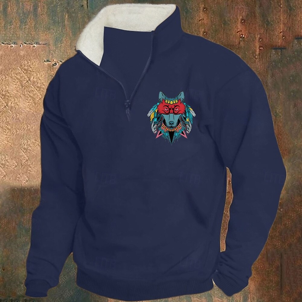 Hombre Sudadera Sudadera Con Capucha Sudadera con un cuarto de cremallera Negro Verde Ejército Rojo Azul Marino Caqui Media cremallera Graphic Estampado Estampado Cremallera de un cuarto Navidad 2025 - $26.99 –P5