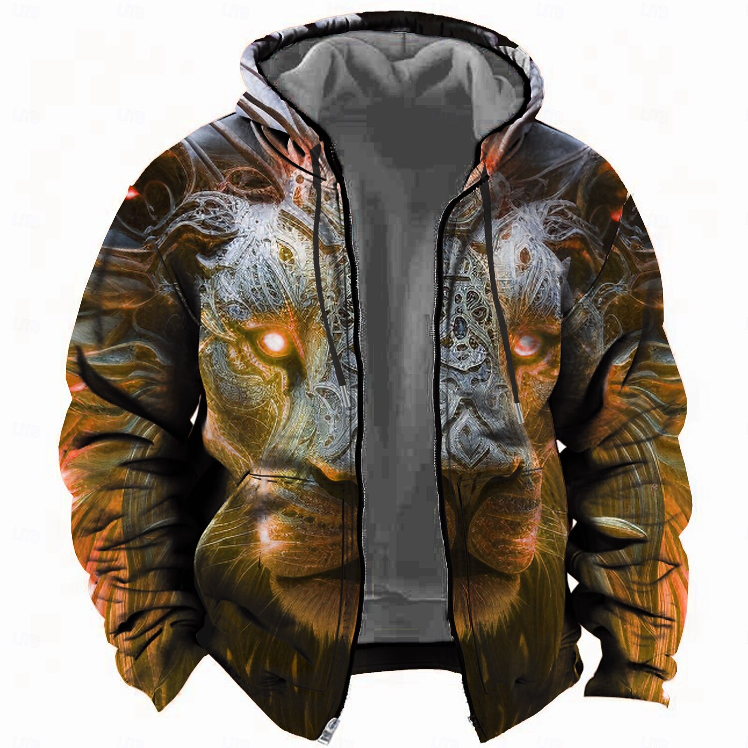 Hombre Estampado Leopardo Sudadera Sudaderas Moda Fresco Diario Manga Larga Con Capucha Festivos Viaje Ropa de calle Amarillo Rojo Azul Piscina Morado Correa Cremallera Bolsillo Otoño Invierno 2026 - $31.99 –P3
