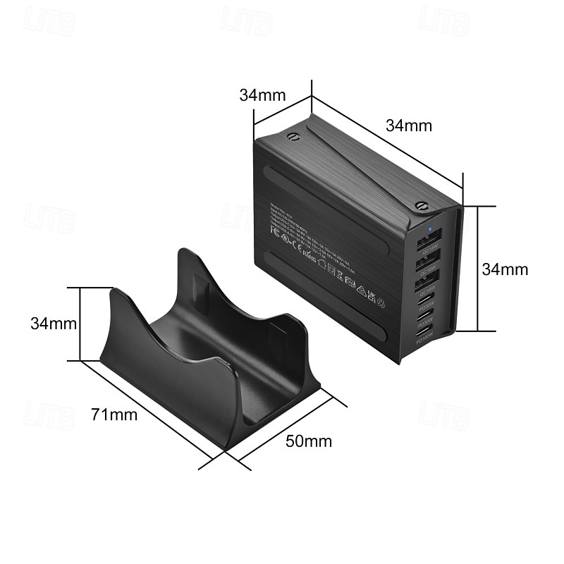 200W GaN Charging Station 6-Port USB C Charger Quick Charge QC PD 3.0 Type C Fast USB Charger For iPhone 15 14 13 12 Pro MacBook 2025 - $59.99 –P6
