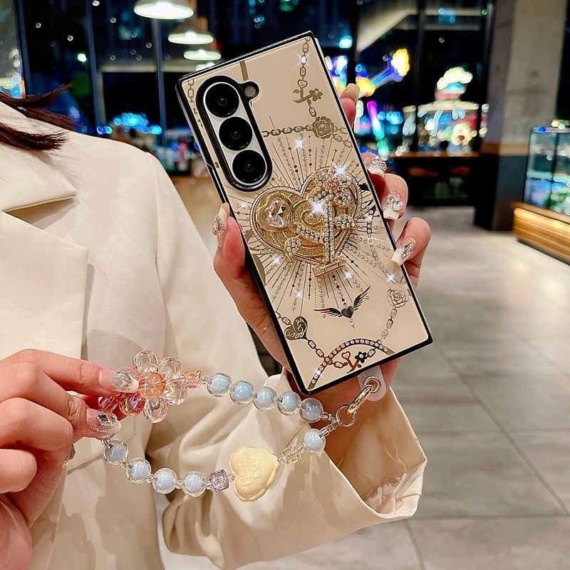 2025年 電話 ケース 用途 Zフォールド6 Z Fold 5 Z Fold 4 バックカバー スタンド付き リストストラップ付き 耐衝撃 レトロ風 TPU PC  コレクション – $17.99 –P7