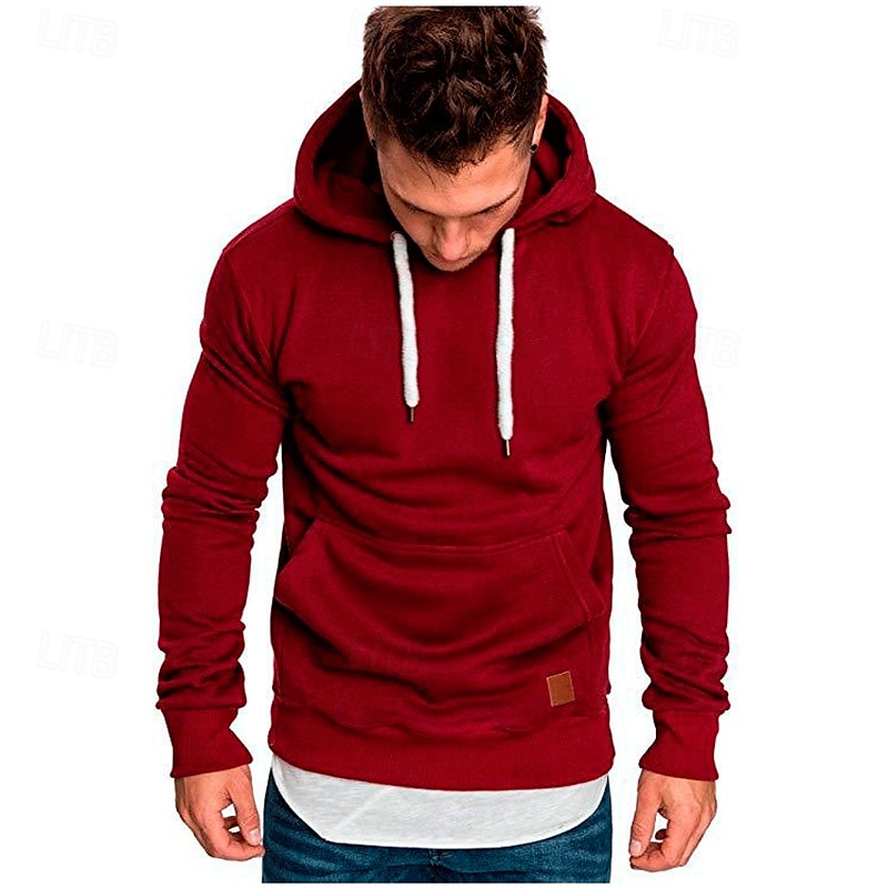 Herr Huvtröja Svart Vit Gul Vin Armégrön Huva Slät Ficka Sport & Utomhus Dagligen Helgdag Polyester Streetwear Grundläggande Ledigt Vår & Höst Kläder Pull Tröjor 2025 - $16.99 –P5