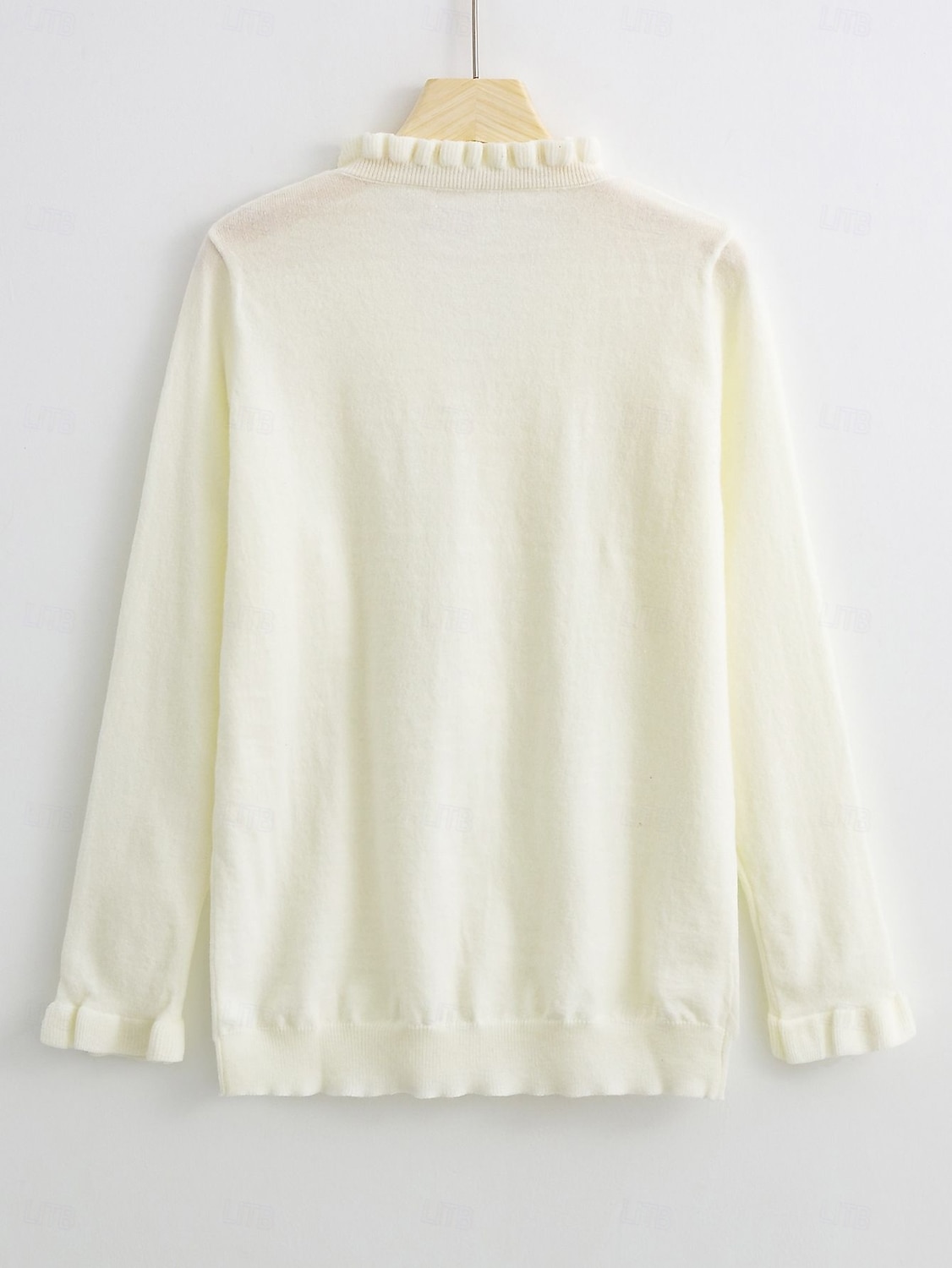 Femme Pull Chandail Elégant du quotidien Couleur unie Col V A Volants manche longue Hauts réguliers Tricoter Travail Blanche Rouge Automne Hiver de 2025 ? $58.99 –P3