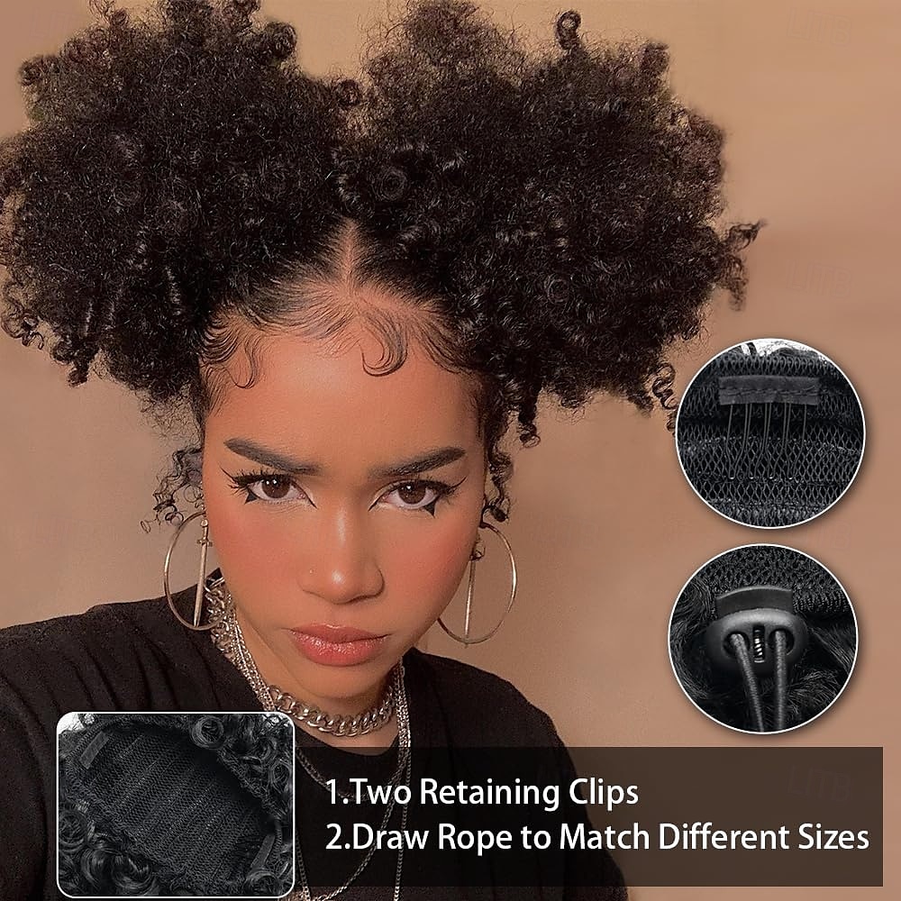 Afro Puff Drawstring Ponytail Extension for Black Women Synthetic Kinky Curly Hair Buns Hair Piece for Black Women 2025 - $10.99 –P6