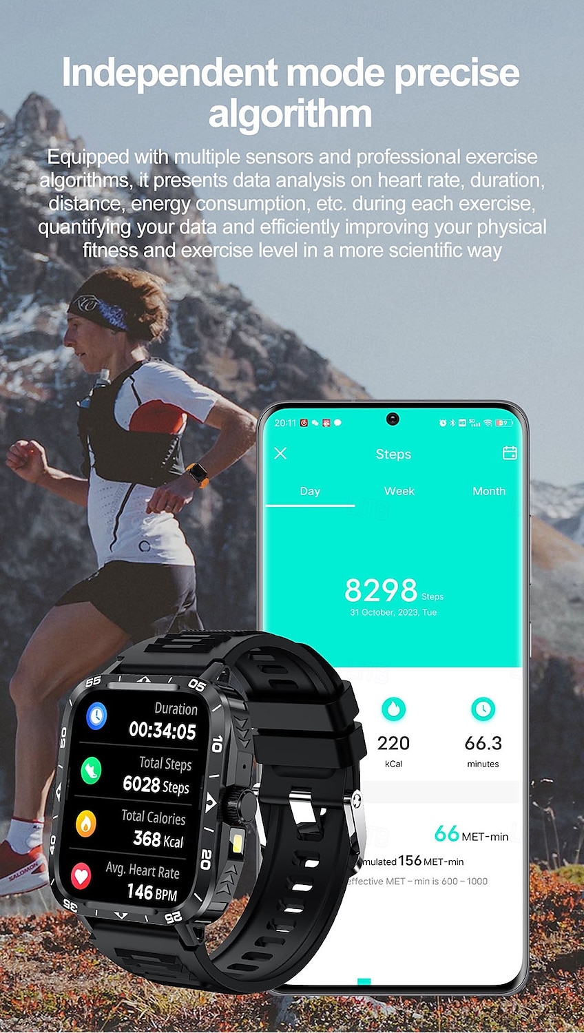 2025年 スマートウォッチ 1.95インチ スマートウォッチ フィットネス ランニングウォッチ Bluetooth 歩数計 通話リマインダー 心拍数モニター Android iOS対応 女性 男性 ハンズフリー通話 メディアコントロール メッセージリマインダー  コレクション – $32.99 –P10