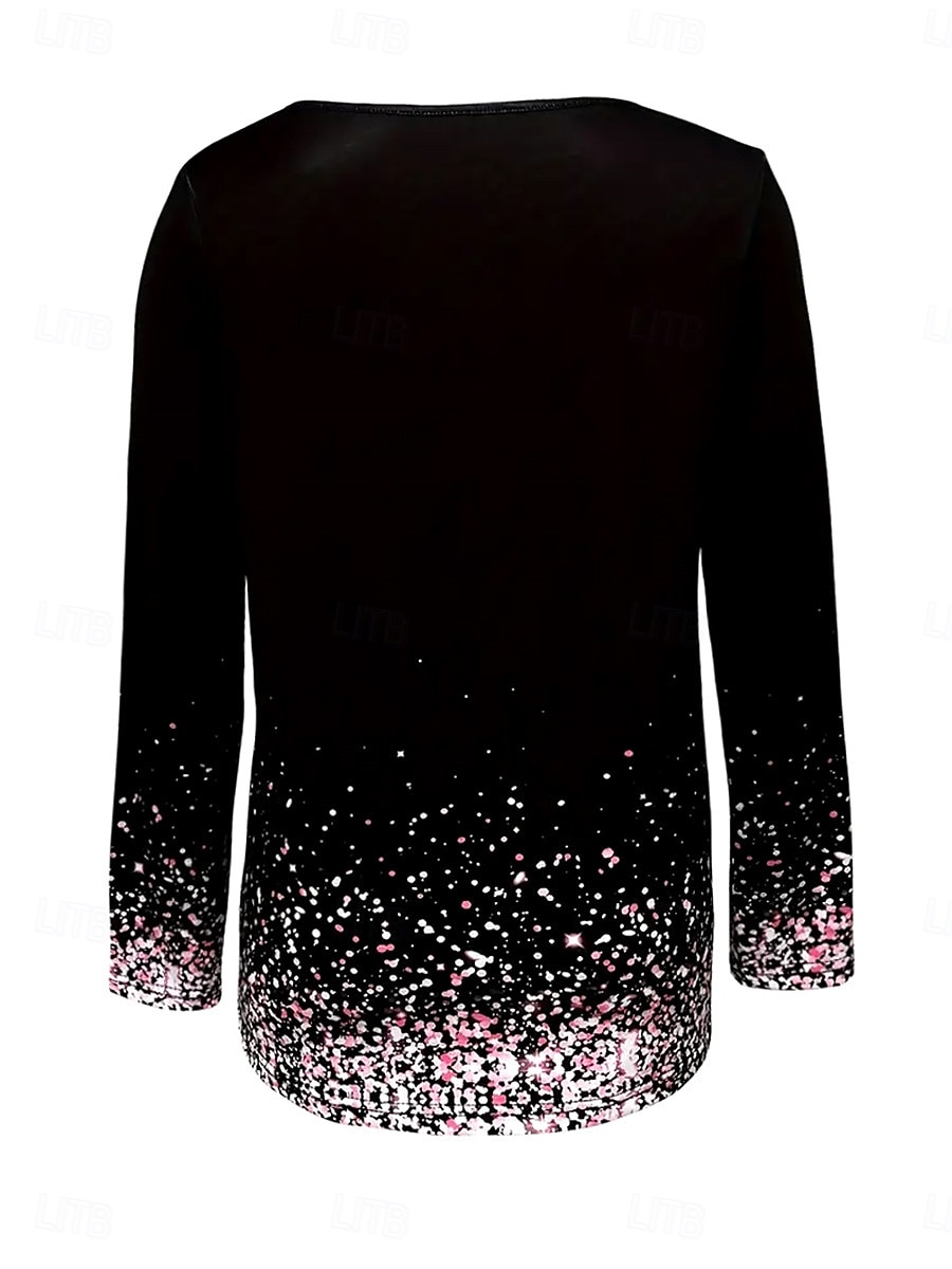 T-Shirt da Donna con Maniche Lunghe Top Glitter Fiocco di Neve Collo a Giro Sparkle Gradiente Moda Invernale Festiva Nera Rosa Luminoso Casual Vestibilità Confortevole Abbigliamento del 2025 a $22.99 –P2