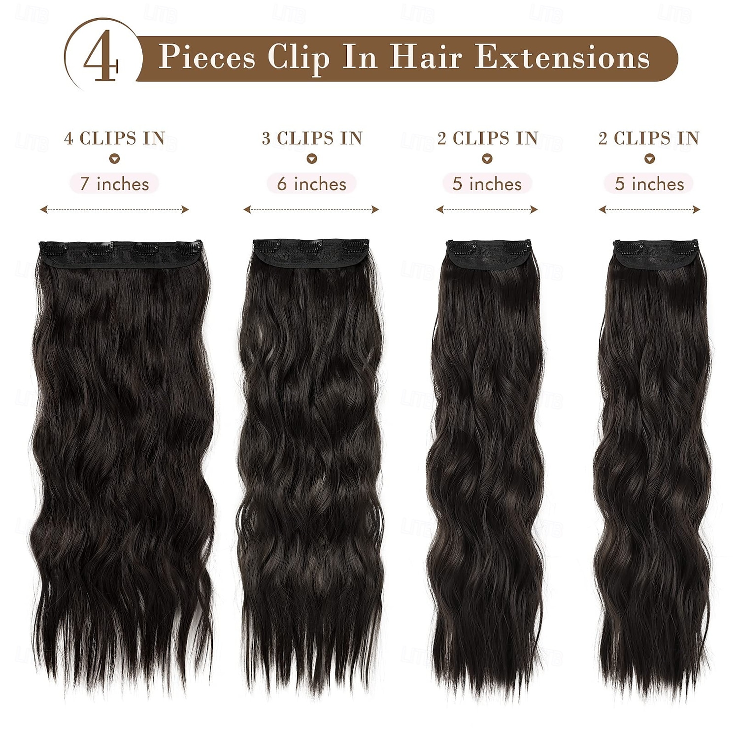 Hair Extensions, 4PCS Clip in Hair Extensions Natural Soft Synthetic Hairpieces for Women 2025 - $18.49 –P6