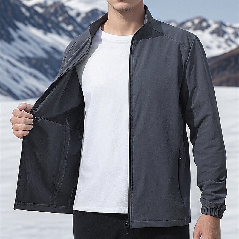 Hombre Chaqueta Softshell Chaqueta para senderismo Al aire libre Resistente al Viento Resistente al Agua Chaqueta cortavientos Viaje Gris oscuro Negro 2025 - $34.39 –P15
