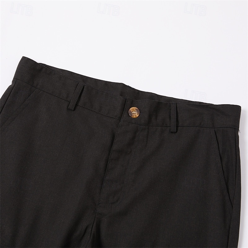 Herr Linne Byxor Långbyxor Sommarbyxor Flera fickor Rakt ben Slät Komfort Andningsfunktion Fullängd Utomhus Dagligen Utekväll Mode Streetwear Svart Vit 2025 - $29.99 –P5