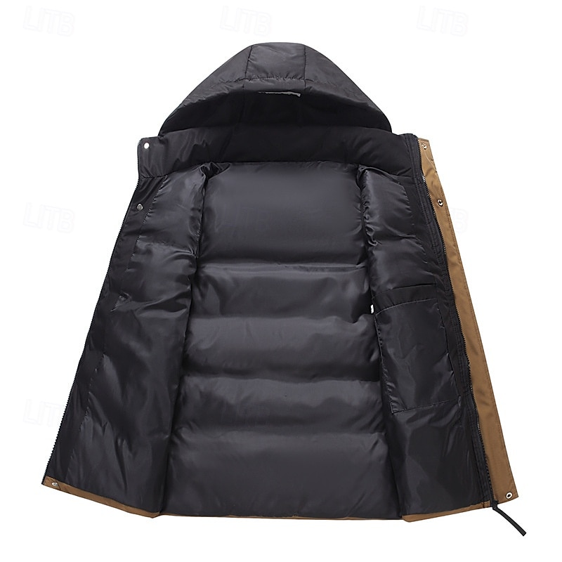 Herren Puffer Weste Kapuzenweste Gepolstert Weste Steppweste Täglich Verabredung Urlaub Modisch Brautkleider schlicht Herbst Winter Tasche Abnehmbare Kapuze Polyester warm halten Komfortabel Farbblock 2025 - $36.99 –P6