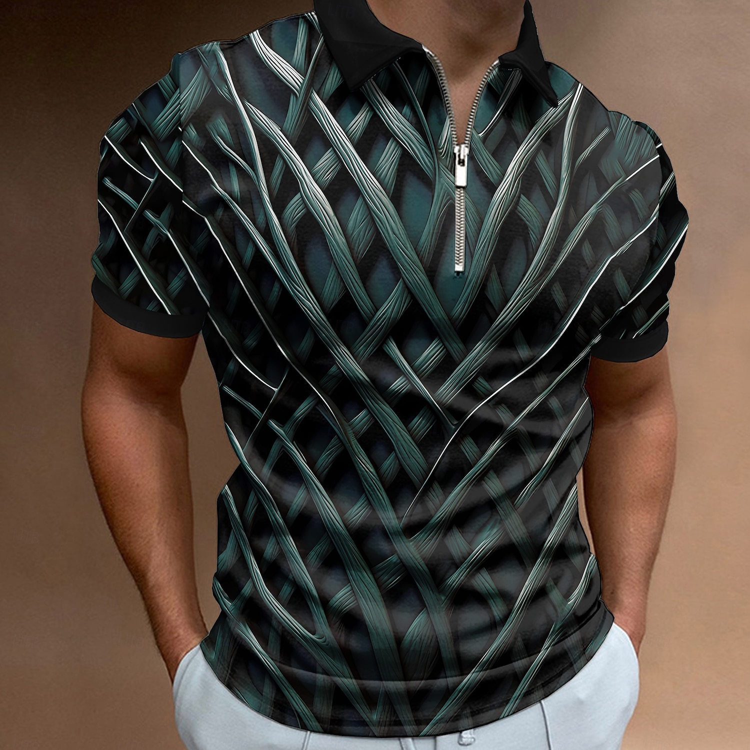 Per uomo Grafico Polo con zip Maglia da golf Manica Corta Magliette polo Camicie con Colletto Casual Abbigliamento da vacanza Abbigliamento da rave Abiti da festa Stampa 3D Polo con cerniera a un del 2026 a $23.99 –P4