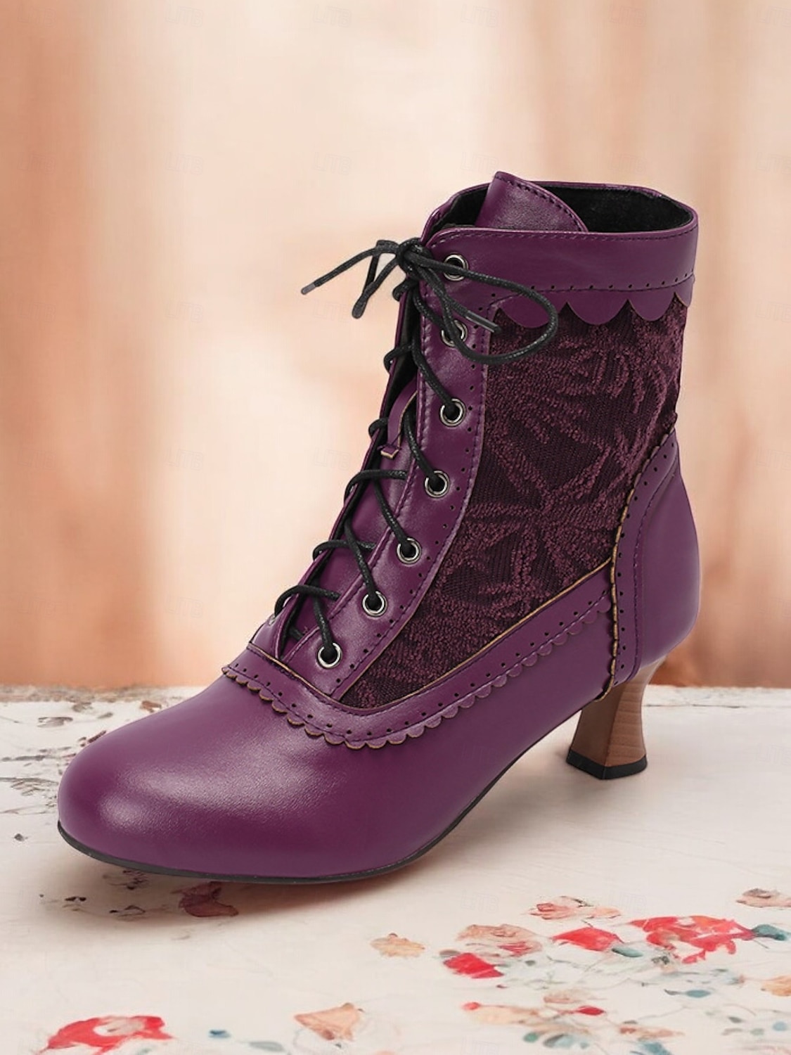 Women's Brown Lace-Up Victorian Ankle Boots with Lace Design and Kitten Heel – Vintage Style for Cosplay or Everyday Wear 2025 - $59.99 –P8