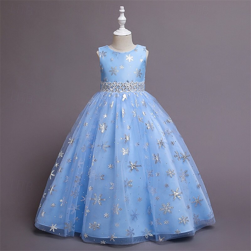 kinderkleidung Mädchen Cosplay-Kleid Party Kleid Schneeflocke Ärmellos Leistung Weihnachten Gitter Rückenfrei Patchwork Schön Süß Polyester Maxi abendkleider Schaukelkleid Tüll-Kleid Winter 4-12 Jahre 2025 - $41.99 –P8