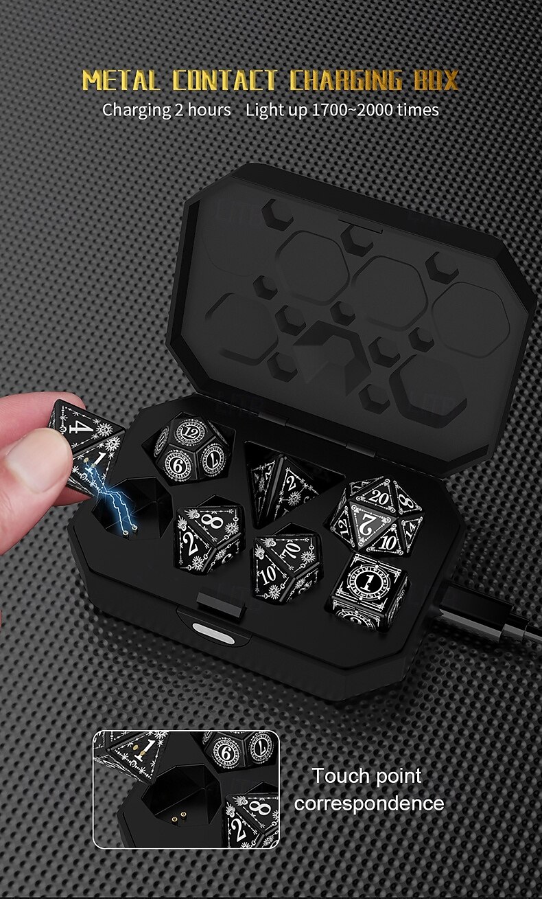 перезаряжаемые игральные кости dnd светящиеся игральные кости 7 шт. светящиеся сбалансированные светодиодные игральные кости электронные игральные кости d &d подземелья и драконы многогранные 2025 - $53.99 –P7
