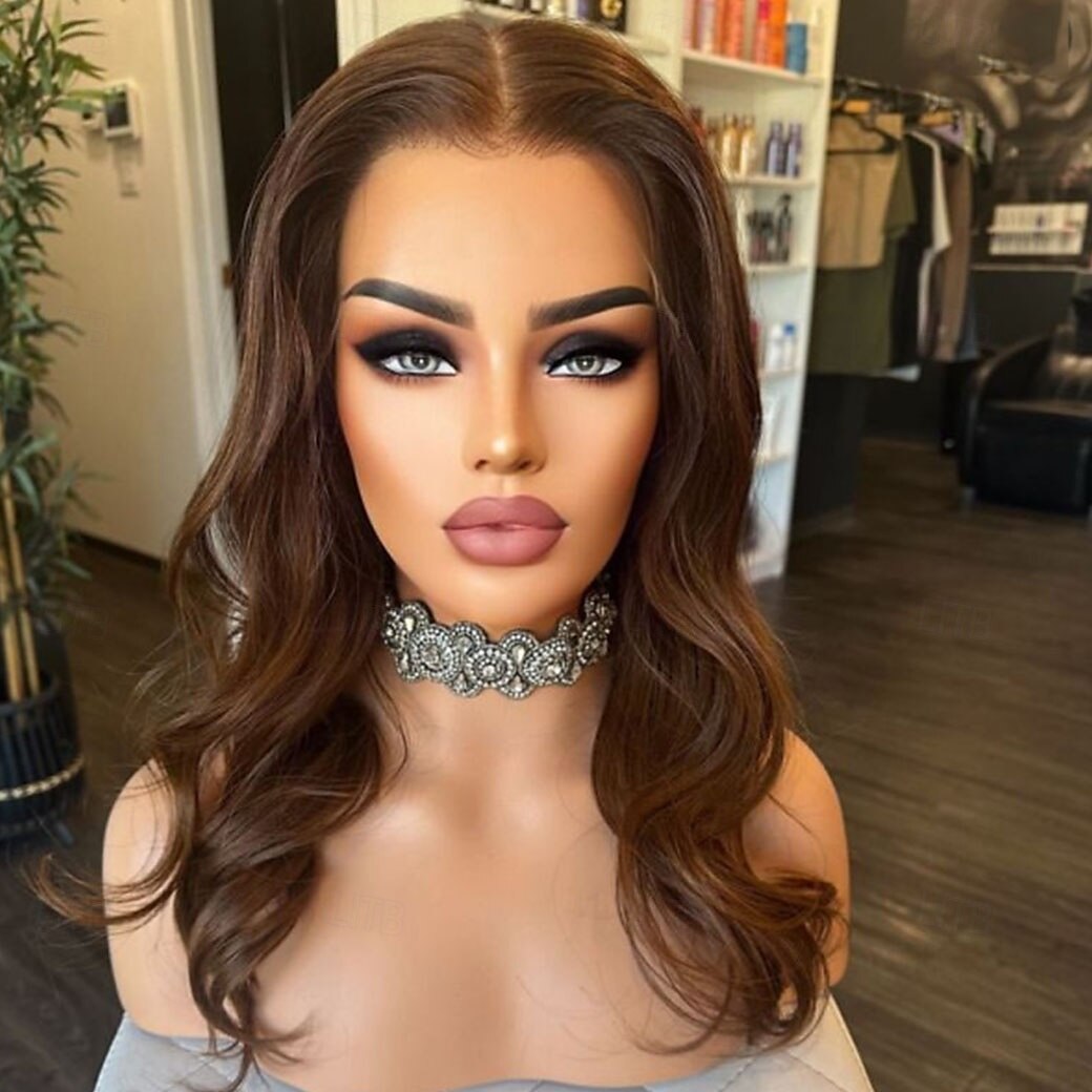 parrucca frontale in pizzo 13x4 con capelli umani remy brasiliani parrucca color castano chiaro attaccatura naturale parrucche senza colla 100% capelli vergini pre-pizzicate per parrucche da donna del 2025 a $235.79 –P2