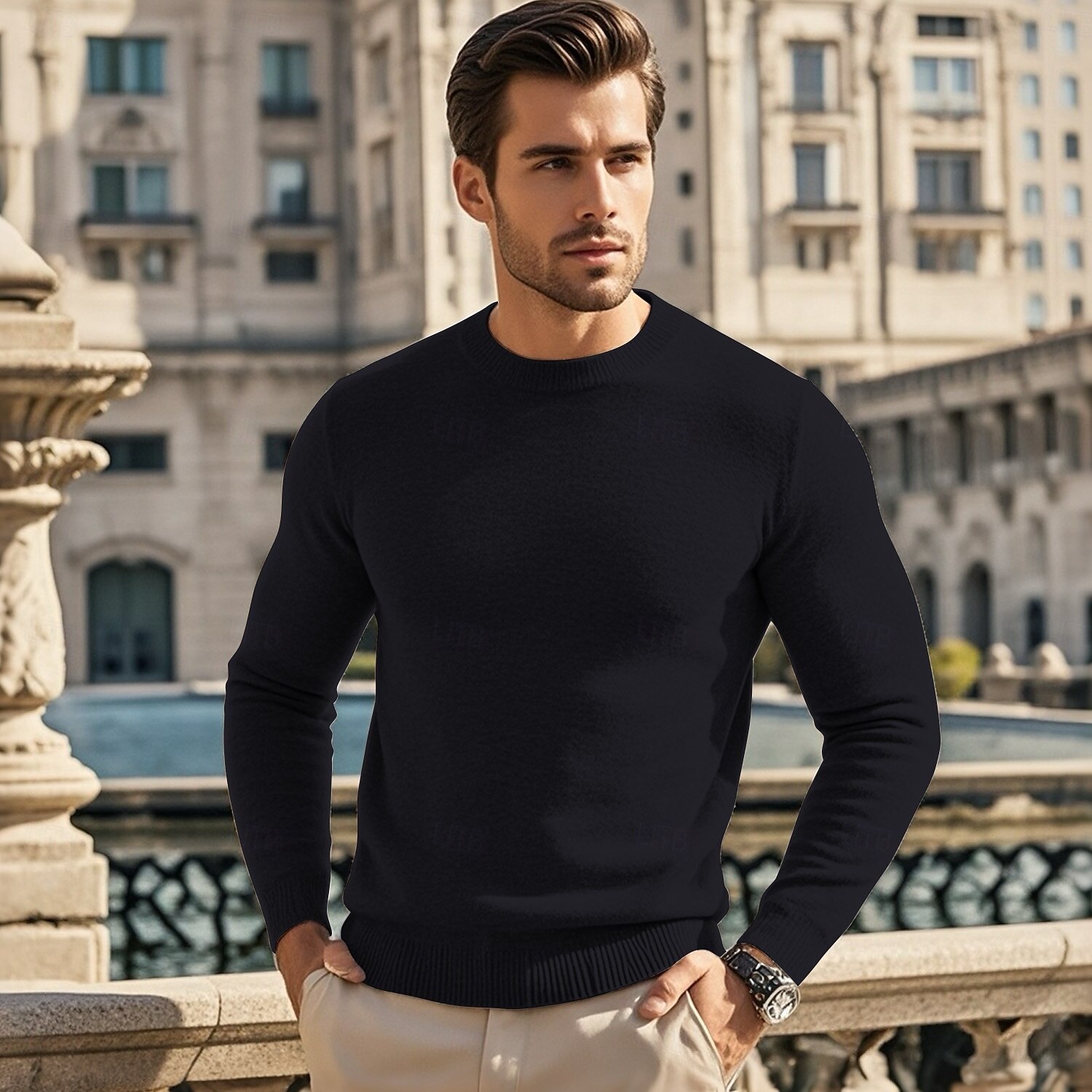 Herren Wollpullover Pullover Kaschmir Kaschmirpullover Strickpullover Gerippt Stricken Standard Strick Glatt Rundhalsausschnitt Modisch Brautkleider schlicht Freizeitskleidung Verabredung Bekleidung 2025 - $25.99 –P2