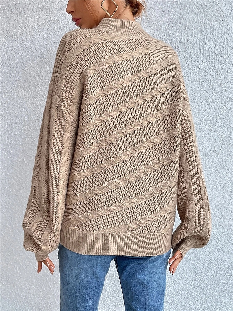 Dame Genser Pullover genser Fritid Myk Ren farge Kabel Rullekrage Strikket Langermet Vanlige topper Strikke utendørs Daglig Helg Svart Grønn Høst Vinter 2025 - $55.99 –P2