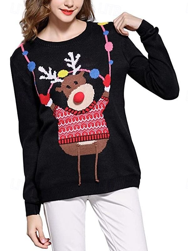 Jul Reinsdyr Jerseysjakke Genser Stygg julegenser Animé 3D Morsom Til Dame Voksne Jul Karneval 3D-utskrift Fest Fritid / hverdag 2025 - $30.99 –P3