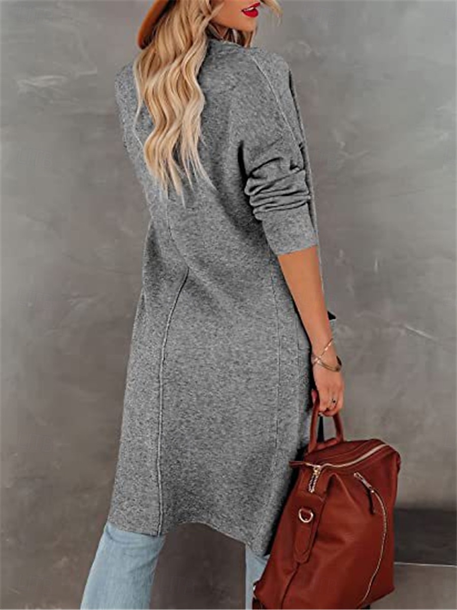 Per donna Cappotto invernale Esterno Strada Da tutti i giorni Autunno Inverno Lungo Cappotto Standard Tenere al caldo Traspirante Moda Informale Giacca Manica lunga Tinta unica Con tasche Nero Bianco del 2025 a $47.99 –P2