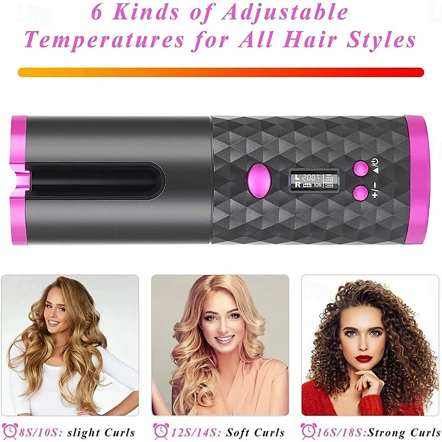 Wireless Automatic Hair Curlers Rechargeable Automatic Hair Curlers Adjustable Temperature and Timer Portable Wireless Hair Styling Tools Mother's Day Gifts Women's Gifts 2025 - $31.99 –P11