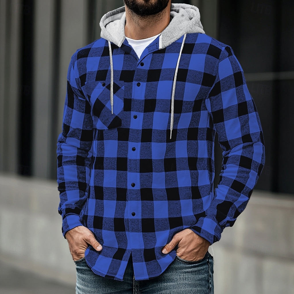 Ανδρικά Casual πουκάμισο Φανέλα πουκάμισο Πουκάμισο χοντρό Φανελένιο μπουφάν Καρό Αθλήματα & Ύπαιθρος Δρόμος Μαύρο Ρουμπίνι Θαλασσί Βυσσινί Μακρυμάνικο Με Κουκούλα Χειμώνας Άνοιξη & Χειμώνας Ρούχα 2026 - $29.99 –P11