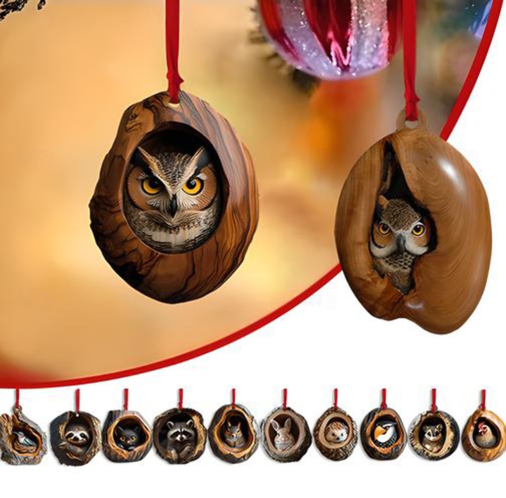 12 buc/set ornamente pentru pomul de Crăciun 2d acrilic decorare animale de pădure brad de Crăciun ornament cu model de animale decor sezonier pentru bradul de Crăciun 2025 - $20.99 –P1