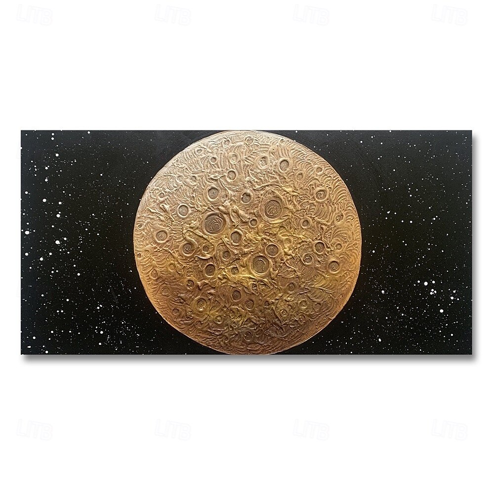 peinture à l'huile de lune peinte à la main peinture texturée jaune noire 3D peinture murale abstraite au clair de lune faite à la main grande peinture texturée noire minimaliste pour salon chambre de 2025 ? $75.99 –P6
