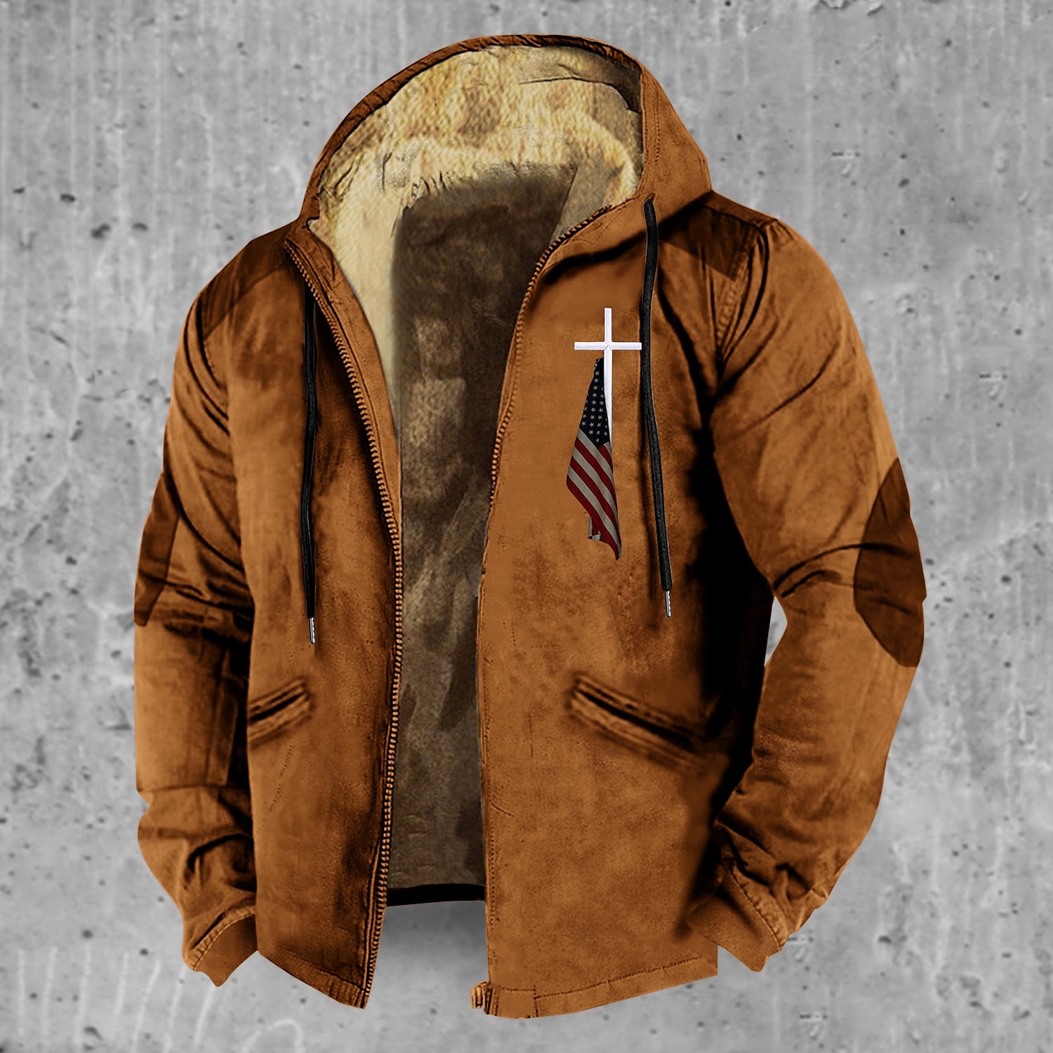 Herren Sweatjacke Kapuzenshirt mit durchgehendem Reißverschluss Fuzzy-Sherpa Fleecejacke Fleece-Hoodie Schwarz Armeegrün Blau Braun Khaki Mit Kapuze Graphic Reißverschluss Zip Tasche Sport & Natur 2025 - $42.99 –P5