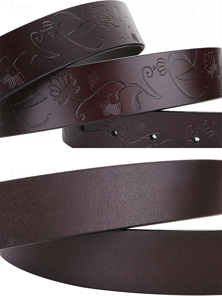 rode leren damesriem met vintage bloemengesp – accessoire in westerse boho-stijl 2025 - $19.99 –P5