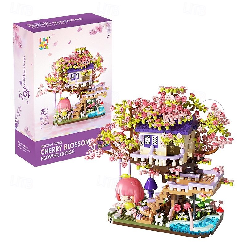 2025年 フラワーツリーハウス マイクロミニブロック 大人用 木と植物 クリスマス雰囲気 モデルキット クリエイティブ DIY ギフト 子供用  コレクション – $30.84 –P1