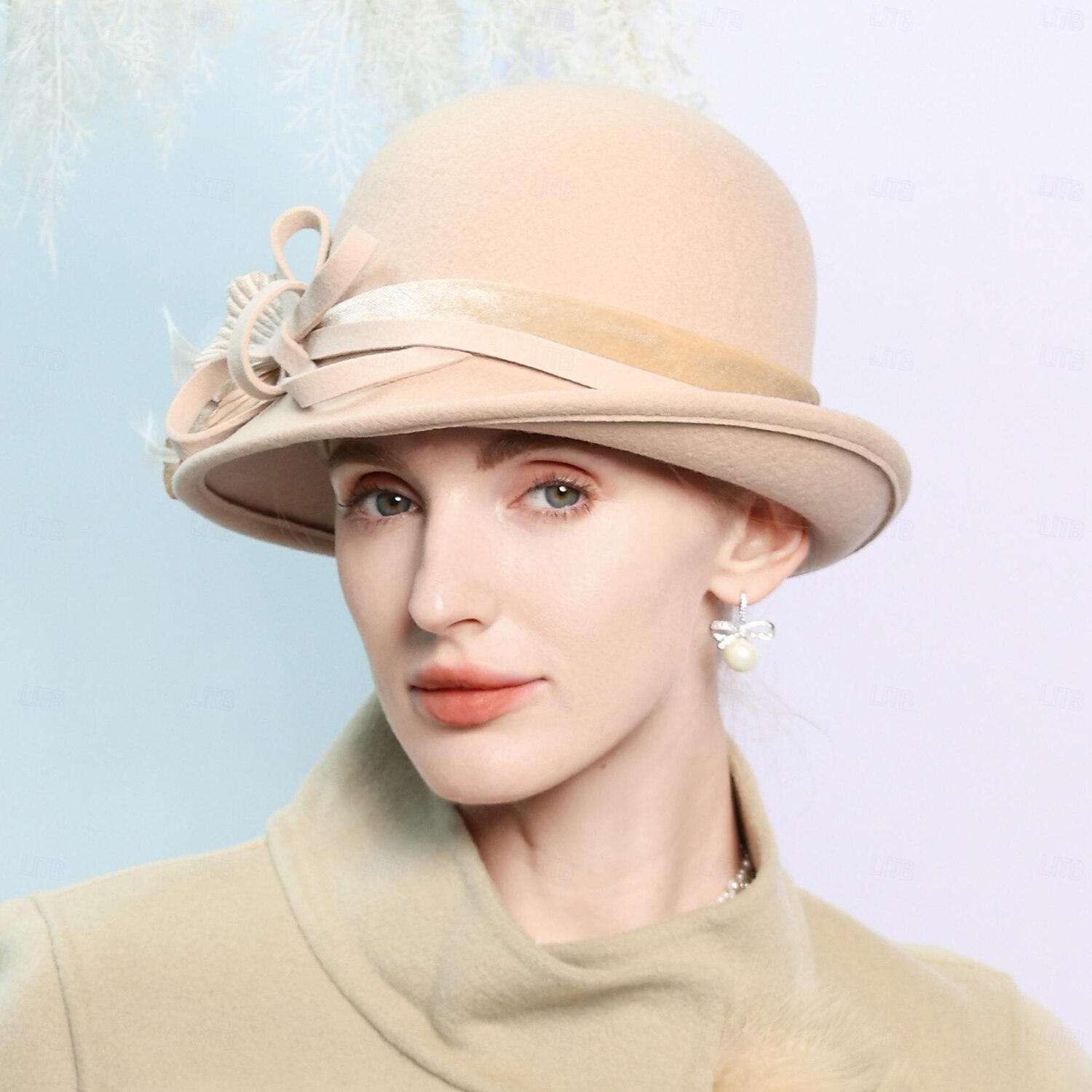 pălării 100% lână melon/pălărie cloche pălărie fedora nuntă ceai nuntă elegantă cu bowknot floare căciulă pentru cap 2025 - $47.99 –P3