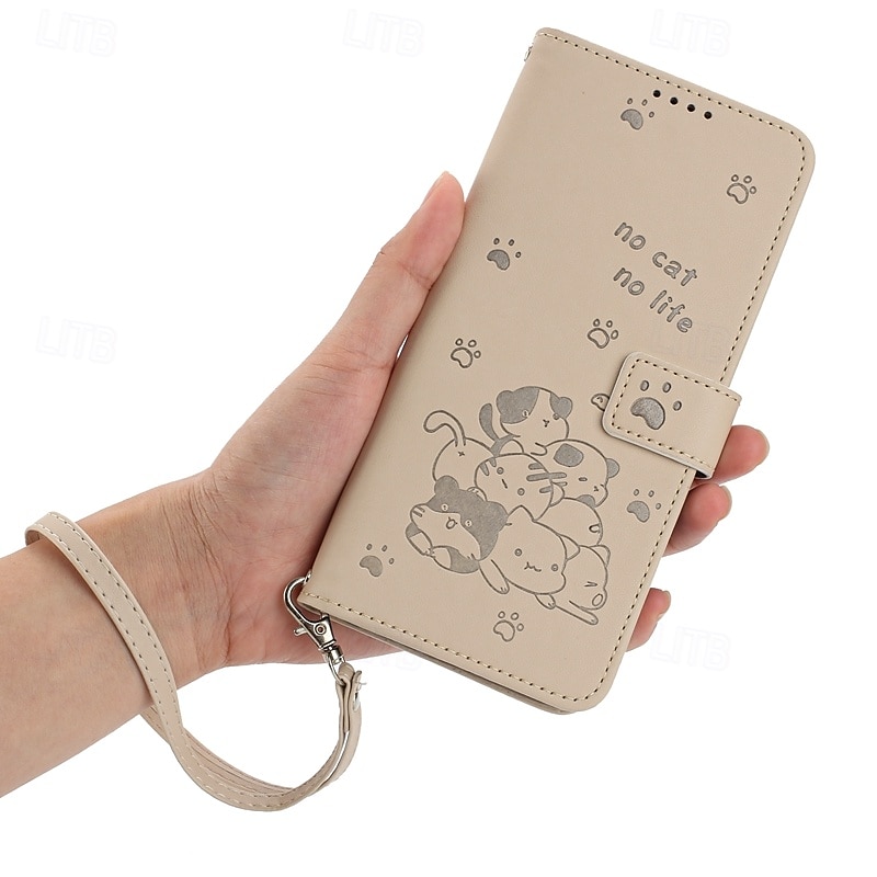 telefone Capinha Para iPhone 16 Pro Max Plus iPhone 15 Pro Max Plus iPhone 14 13 12 11 Pro Max Plus Mini SE Capa para Cartão Wallet Com Suporte Proteção de corpo inteiro com pulseira Gato Retro TPU de 2025 por $16.99 –P3