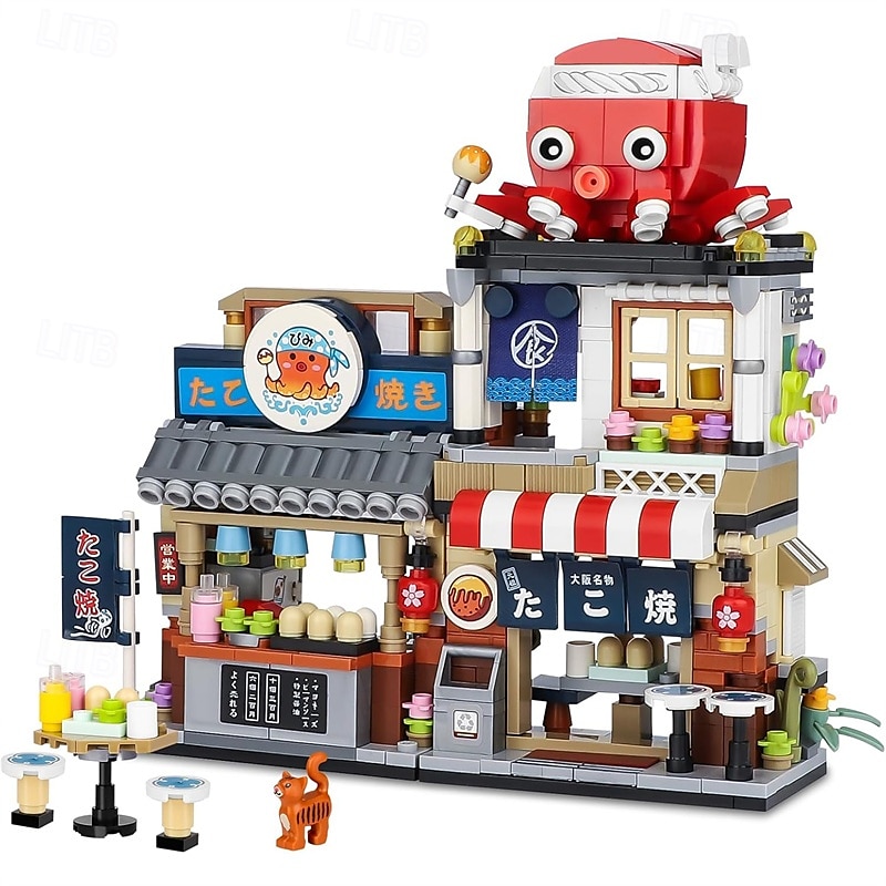תצוגת רחוב יפנית takoyaki חנות מיני אבני בניין moc צעצועים יפניים יצירתיים לילדות 6-12 שנים 722 יחידות סימולציה ארכיטקטורה בנייה רעיון למתנה צעצוע לילדים מבוגרים 2025 - $32.99 –P1