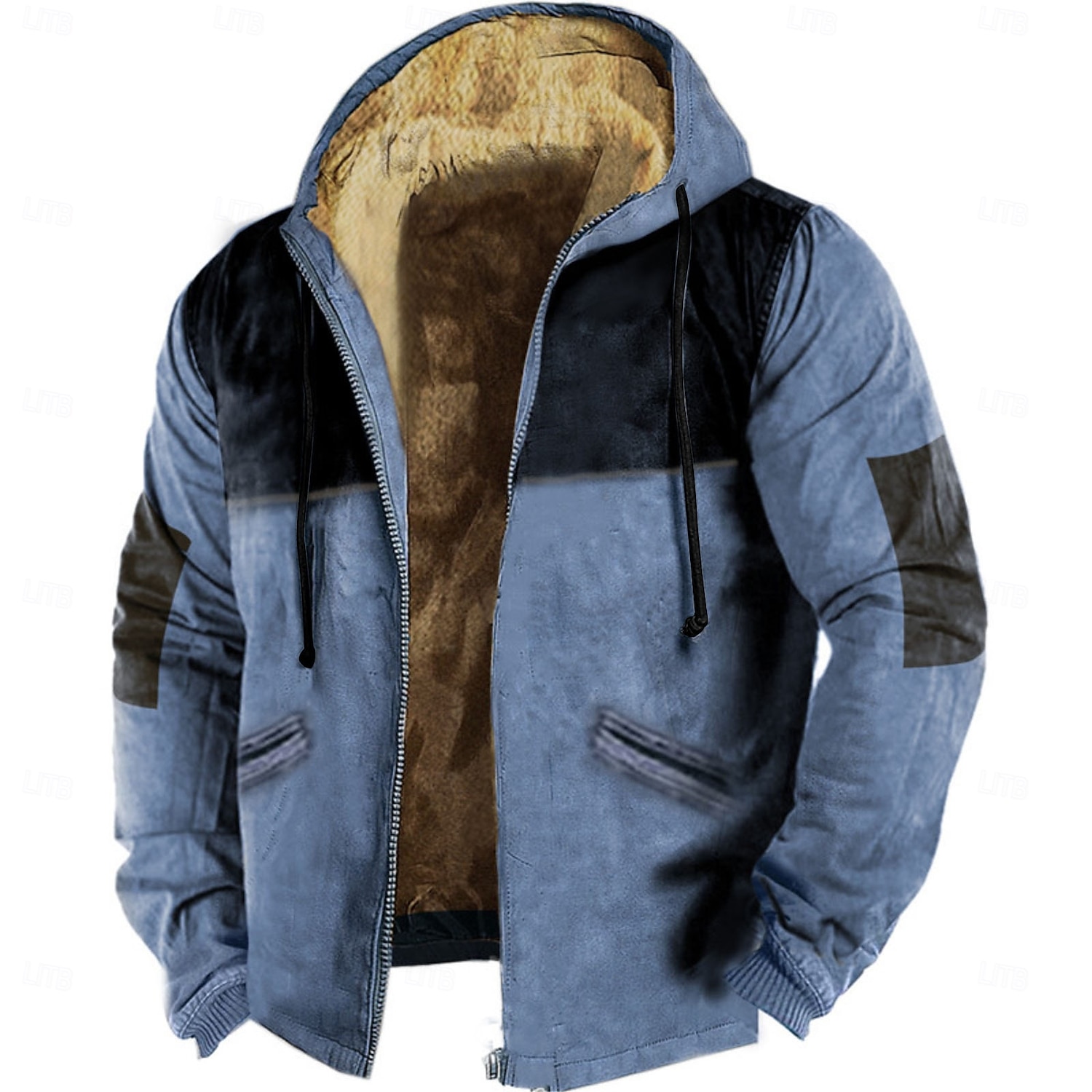 Per uomo Felpa con cappuccio e zip Felpa con cappuccio a zip intera Sherpa peloso Giacca in pile Felpa con cappuccio in pile Blu Cachi Grigio Con cappuccio Liscio Zip Up Cerniera Tasche Sportivo del 2025 a $42.99 –P2