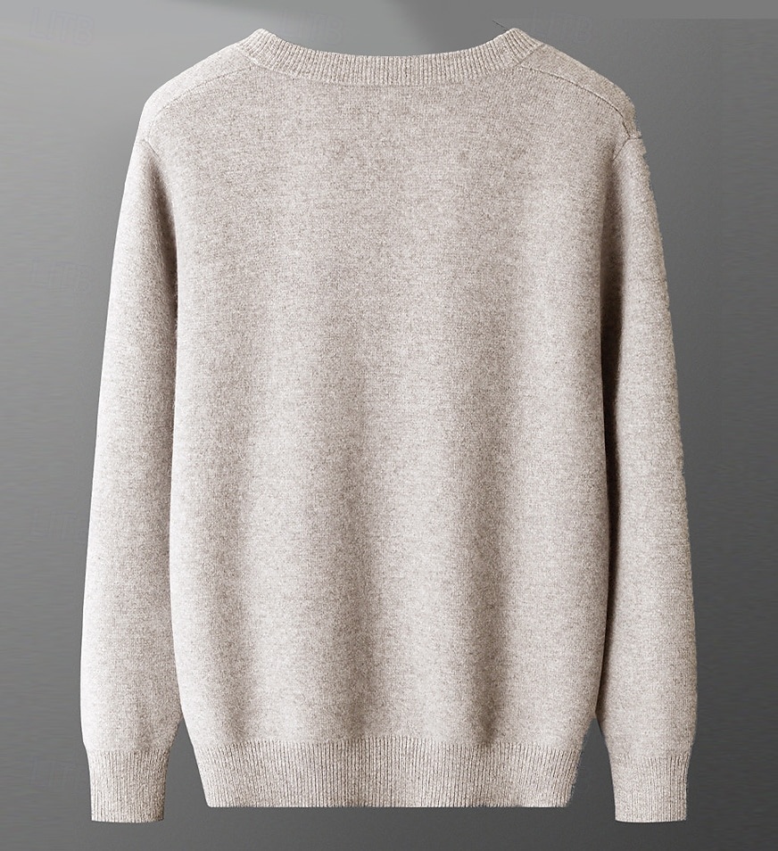 Herre Cardigan Genser Strikke Knepp opp Helfarge V-hals Strikketøy Elegant Skole Trening Klær Biskop Høst Vinter Svart Kakifarget S M L 2025 - $103.99 –P7