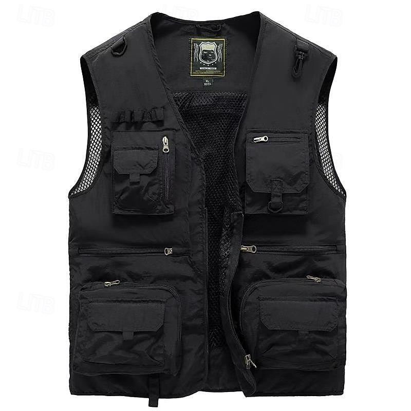 Herren Weste für Wanderer Wander-Fleeceweste Ärmellos Weste Außen Atmungsaktiv Komfortabel Tasche Polyester Schwarz Armeegrün Rot Jagd Angeln Klettern 2025 - $26.99 –P17