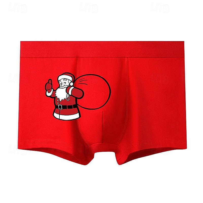 Homens 1 pc Roupa interior de Natal Patchwork Poliéster Respirável Macio Confortável Gráfico Cintura Média Vermelho Verde de 2025 por $7.99 –P3