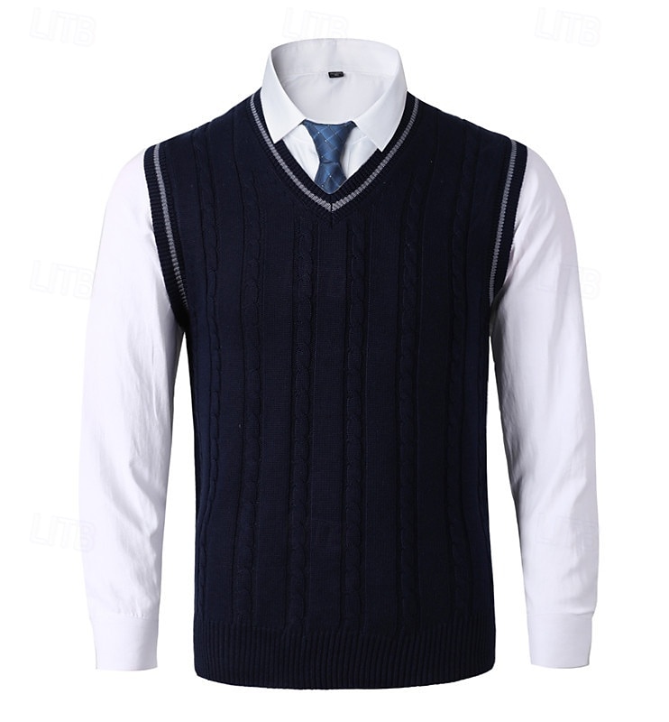 Homme Pull Gilet Pull Robe pull Gilet Pull en tricot A côtes Tricot torsadé Tricoter Normal Tricoté Plein Col V Mode Décontractées Usage quotidien Rendez-vous Vêtement Tenue Automne hiver Noir Blanche de 2025 ? $25.99 –P3