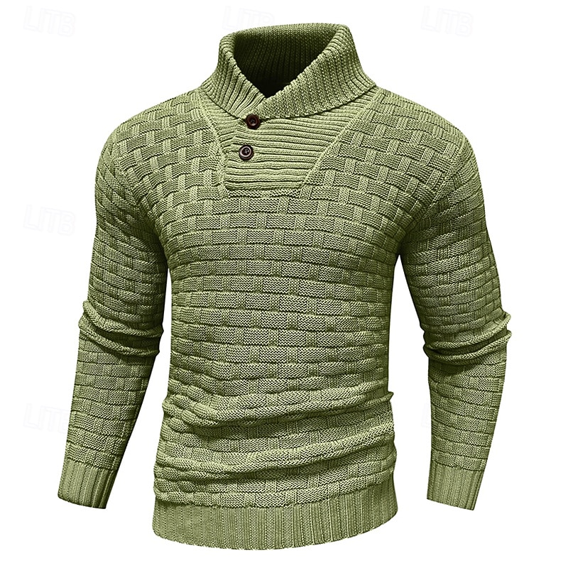 Voor heren Trui Geribd breien Normale tops Gebreid Strakke pasvorm Effen Coltrui Modern eigentijds Werk Alledaagse kleding Kleding Winter Lente & Herfst Khaki S M L 2026 - $39.99 –P9