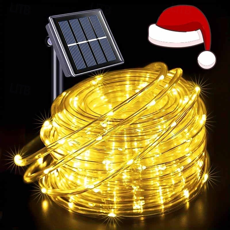 7m-50leds/12m-100leds/22m-200leds świąteczna zewnętrzna lampa solarna na balkon, dziedziniec, ogrodzenie, schody, świąteczna atmosfera, dekoracyjny sznur świetlny 2025 - $12.49 –P13
