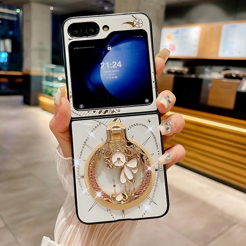 Phone Case For Z Flip 7 Z Flip 6 Z Flip 5 Z Flip 4 Z Flip 3 Back Cover with Stand Holder Magnetic Support Wireless Charging Retro TPU PC 2025 - $21.99 –P2