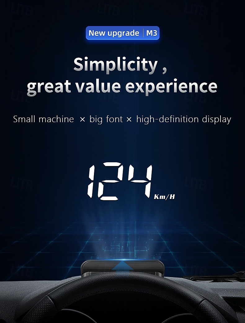Car HUD Head Up Display Car Portable Speed Monitor Car Universal HUD with OBD Cable Speedometer Engine RPM Warning Mileage Measurement All in One 2025 - $33.99 –P1