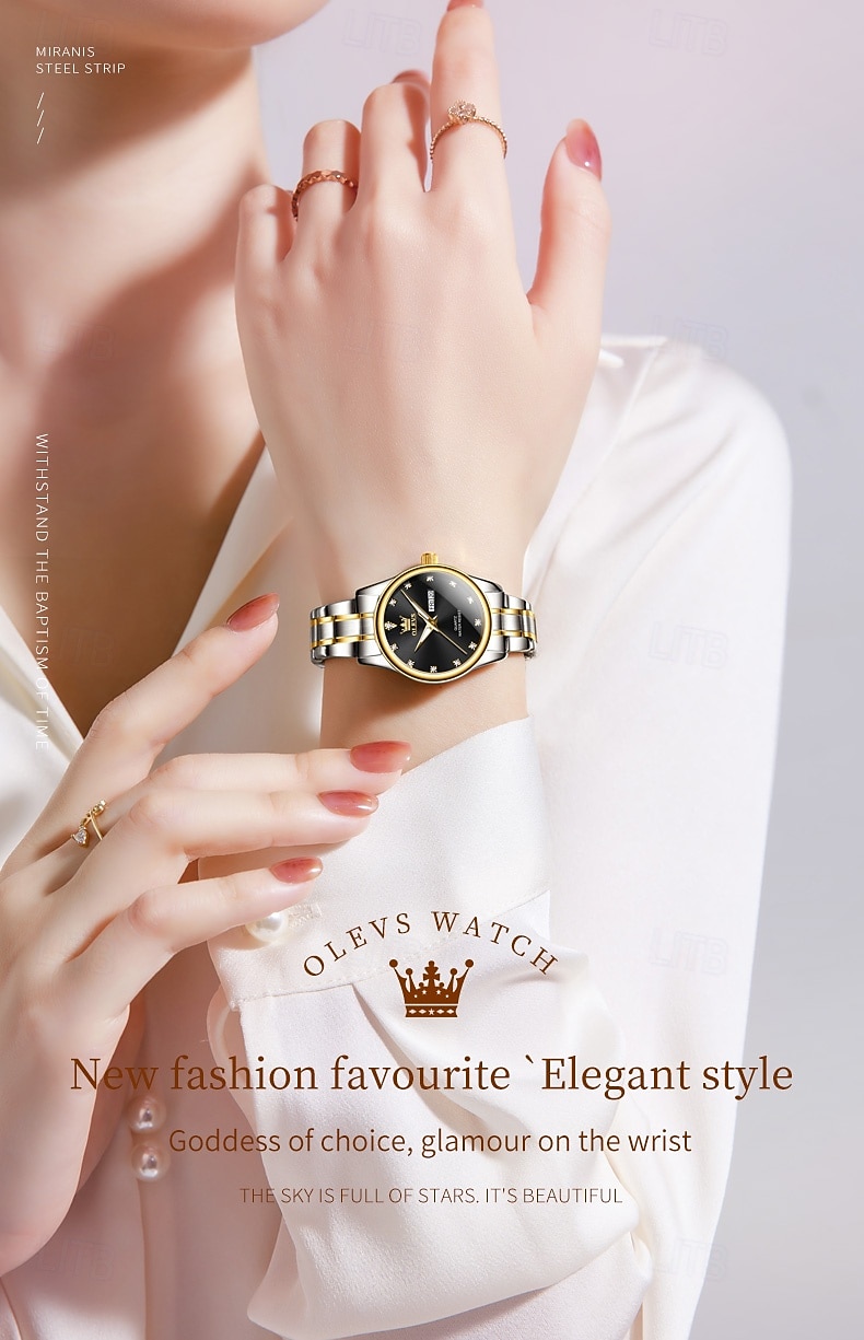 OLEVS 3612 Original Elegant Quartz Ladies Watch Week Calendar Display Dress Watch For Women Waterproof Stainless Steel Clock 2025 - $31.99 –P1
