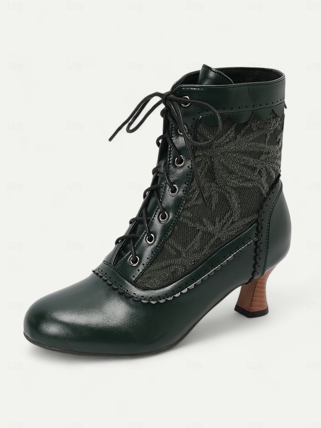 Women's Brown Lace-Up Victorian Ankle Boots with Lace Design and Kitten Heel – Vintage Style for Cosplay or Everyday Wear 2025 - $59.99 –P9