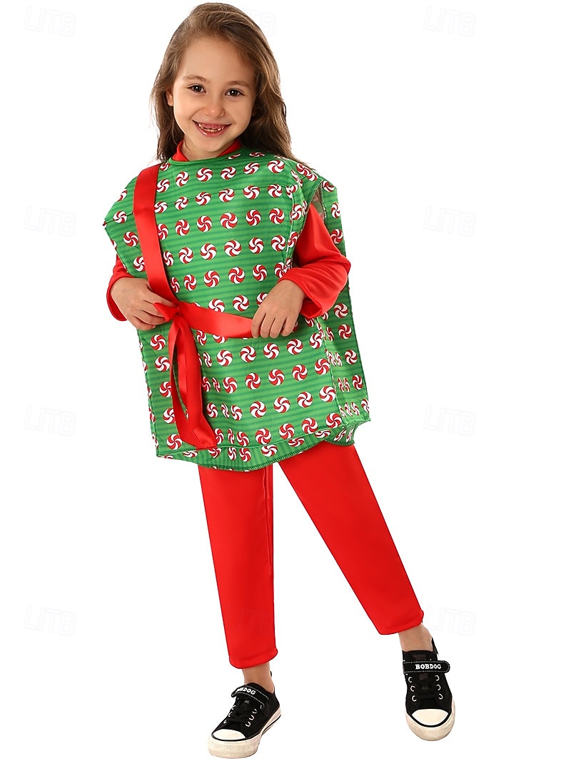 julklapp Candy Cane Kläder Finkostym Julkostym Pojkar Flickor Cosplay kostym Barn Jul Nyår julafton Jul Fest Väst 2025 - $29.99 –P6
