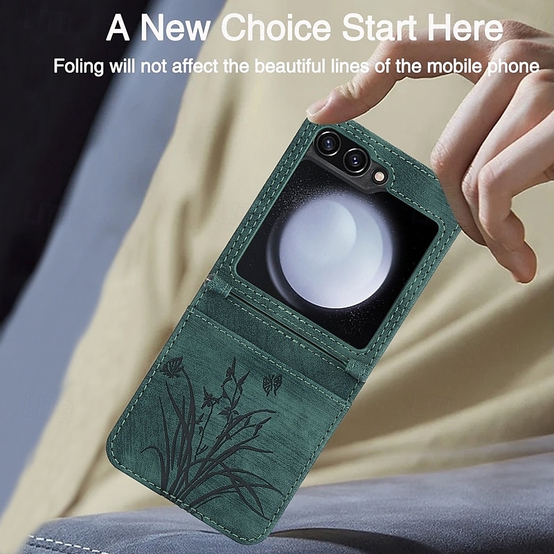 Phone Case For Z Flip 7 Z Flip 6 Z Flip 5 Z Flip 4 Z Flip 3 Back Cover with Stand Holder Card Slot Shockproof Retro TPU PU Leather 2025 - $15.99 –P12