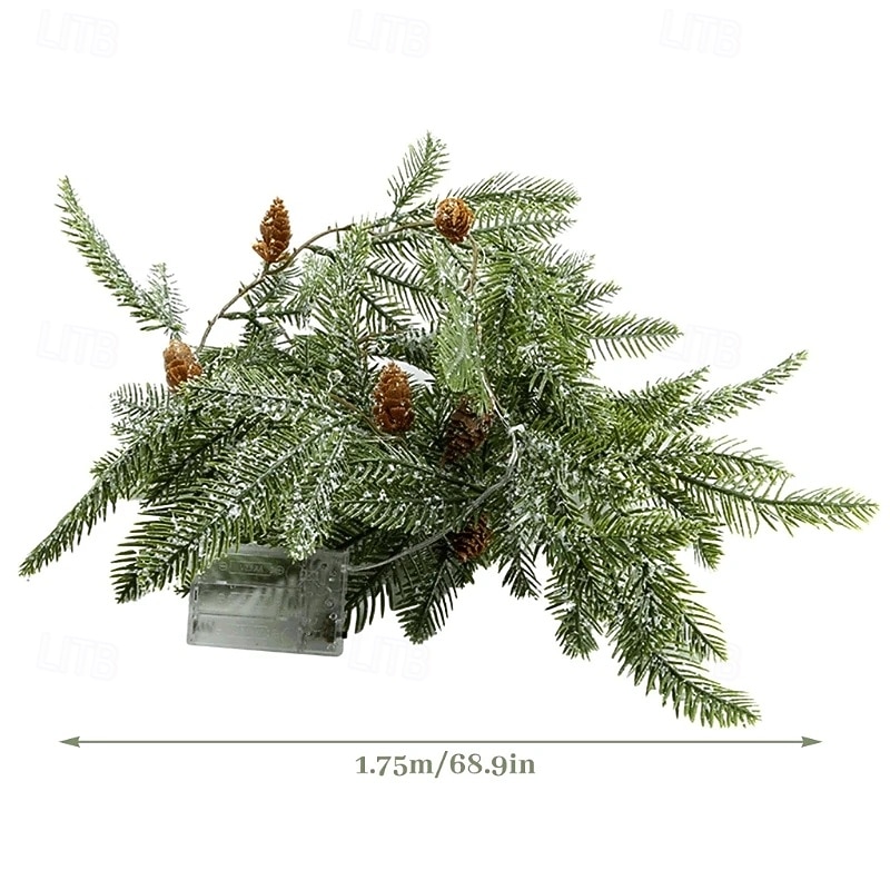 guirlanda de vime com agulhas de pinheiro de natal, luzes de corda alimentadas por bateria, 1,75 m, 20 leds, para áreas internas e externas, árvore de natal, festa de natal, janela de casa, decoração de 2025 por $21.99 –P1