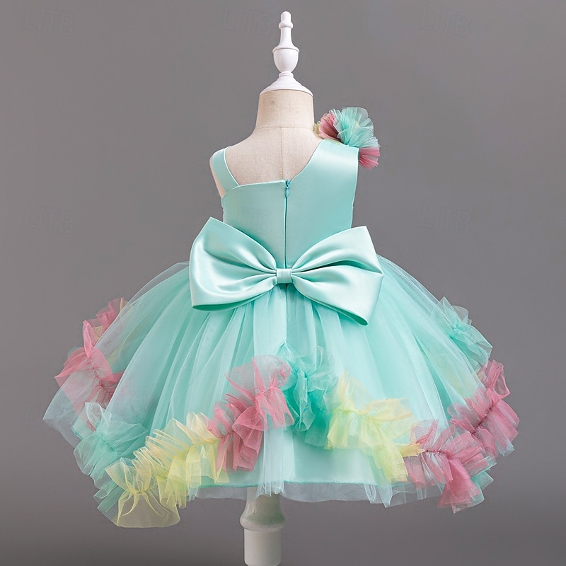 kinderkleidung Mädchen Party Kleid Feste Farbe Blume Ärmellos Besondere Anlässe Modisch Prinzessin Polyester abendkleider Sommer Frühling 2-8 Jahre Mehrfarbig Gelb Rosa 2025 - $35.99 –P2